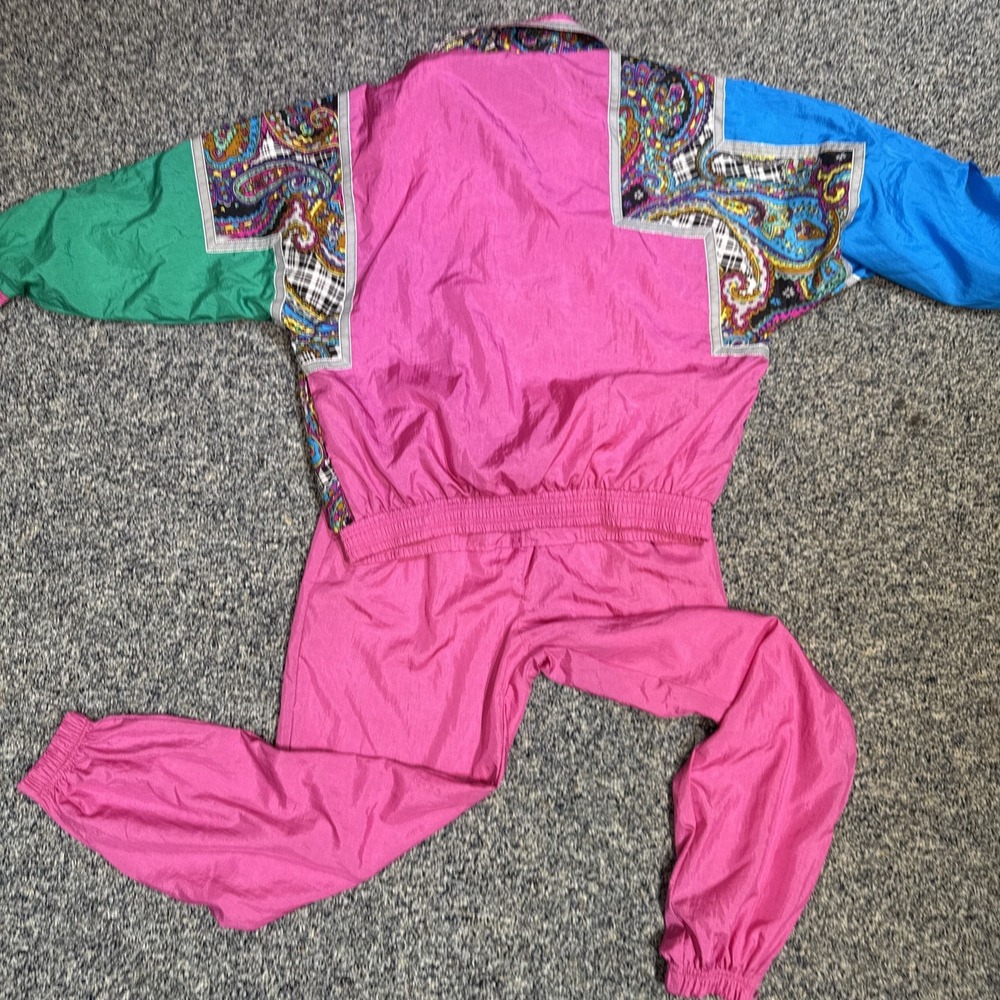Casual Isle Vintage 80s 90s Full Zip Nylon Windbreaker Jogging Suit Size S EUC - Picture 6 of 7